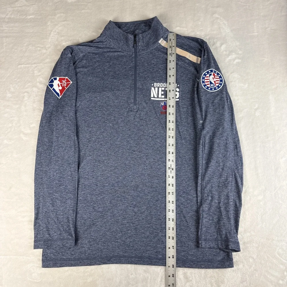 Fanatics Brooklyn Nets 1/4 Zip Pullover Mens L Gray NBA Long Sleeve Athletic Top